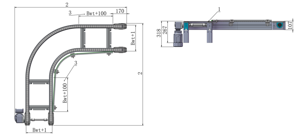 CV90 Flat Top Chain Conveyor Curve in pallet conveyor system CV90 Flat Top Chain Conveyor Curve in pallet conveyor system